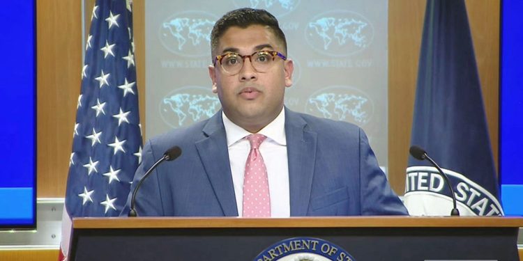 মার্কিন পররাষ্ট্র মন্ত্রণালয়ের উপ-মুখপাত্র বেদান্ত প্যাটেল। ছবি : সংগৃহীত
