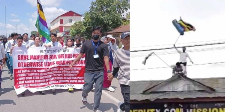 মণিপুরে ভারতের পতাকা নামিয়ে বিদ্রোহীদের পতাকা, কী হচ্ছে সেখানে?