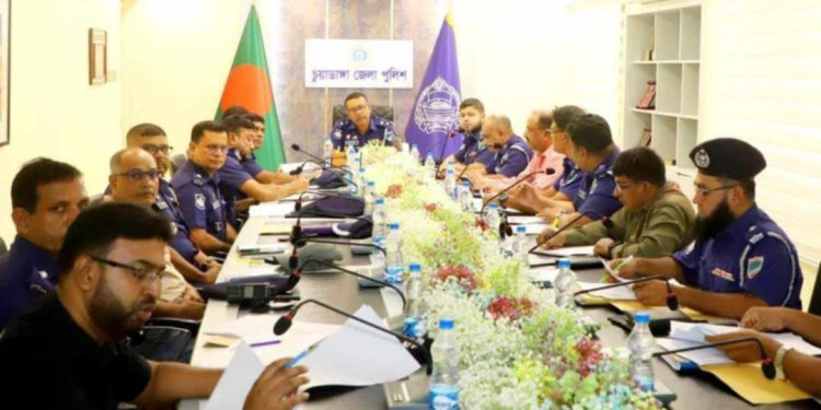 চুয়াডাঙ্গায় জেলা পুলিশের মাসিক অপরাধ পর্যালোচনা সভা অনুষ্ঠিত
