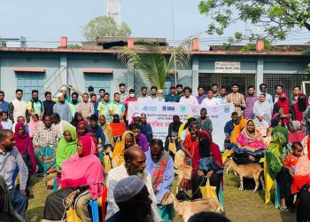 বন্যায় ক্ষতিগ্রস্ত কৃষকের পুনর্বাসনে সবজি চারা ও ছাগল বিতরণ