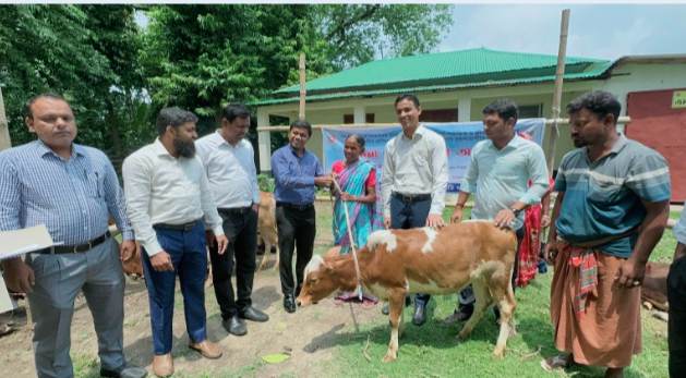 নাটোরের সিংড়ায় ক্ষুদ্র নৃ-গোষ্ঠী পরিবারের মাঝে গরু বিতরণ