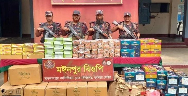 ব্রাহ্মণবাড়িয়ায় ৮২ লাখ টাকার ভারতীয় পণ্য জব্দ