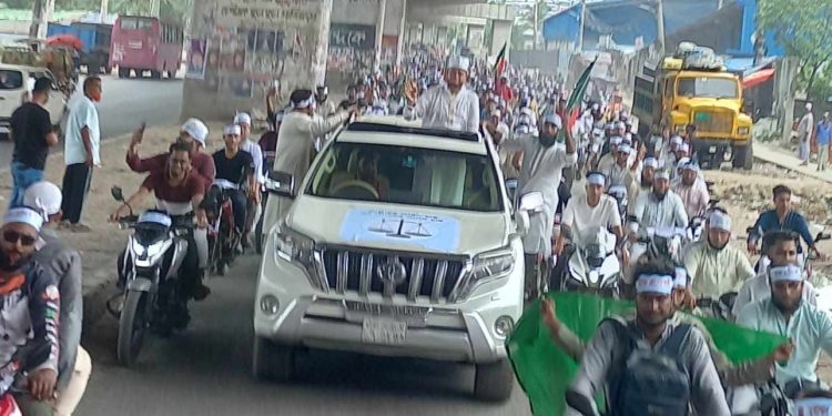 গাজীপুর -২ আসনে জামায়াতের প্রার্থীর বিশাল মোটরসাইকেল শোডাউন”