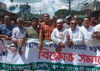 গাজীপুরের শ্রীপুরে সন্ত্রাস নৈরাজ্য, আওয়ামী ষড়যন্ত্রের প্রতিবাদে বিক্ষোভ মিছিল ও প্রতিবাদ সমাবেশ অনুষ্ঠিত