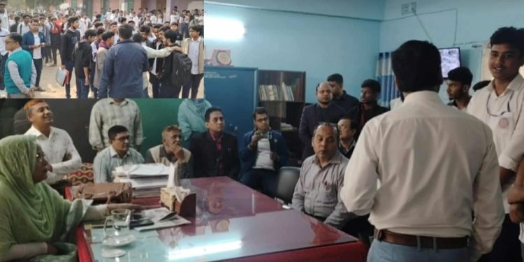 চুয়াডাঙ্গার ভি.জে সরকারি মাধ্যমিক বিদ্যালয়ে শিক্ষার্থীদের আন্দোলন : দাবি মানায় শান্তিপূর্ণ পরিবেশে অনুষ্ঠিত হলো পরীক্ষা