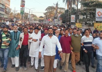 হাদি ও এরশাদুল্লার উপরে হামলার প্রতিবাদে গাজীপুরে বিএনপির বিক্ষোভ মিছিল