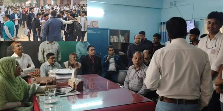 চুয়াডাঙ্গার ভি.জে সরকারি মাধ্যমিক বিদ্যালয়ে শিক্ষার্থীদের আন্দোলন : দাবি মানায় শান্তিপূর্ণ পরিবেশে অনুষ্ঠিত হলো পরীক্ষা