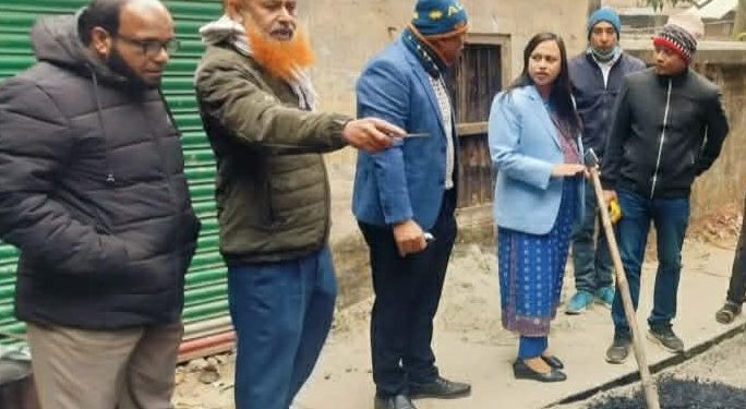 আলমডাঙ্গায় উন্নয়নের ছোঁয়া ৩০০ মিটার কার্পেটিং সড়ক নির্মাণ কাজের শুভ উদ্বোধন